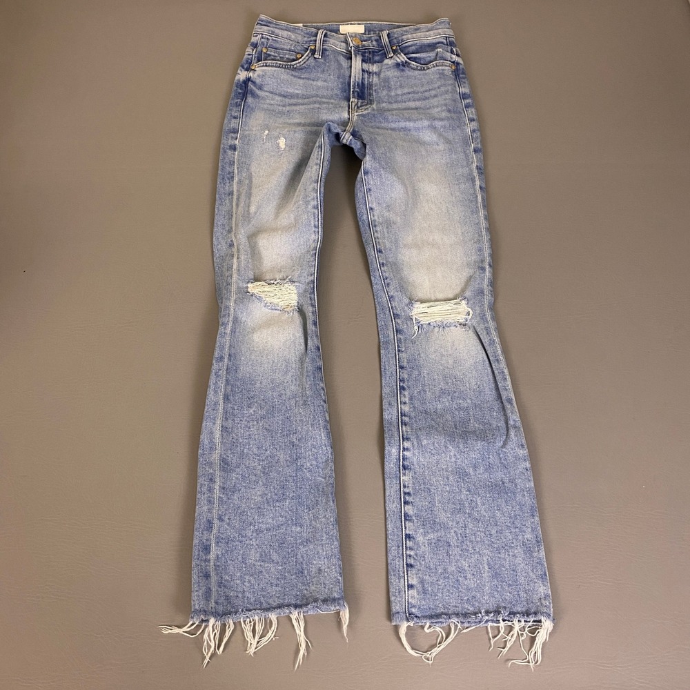 Mother The Insider Flood Fray Jeans Size 25 Blue Peak-A-Boo Light Distressed